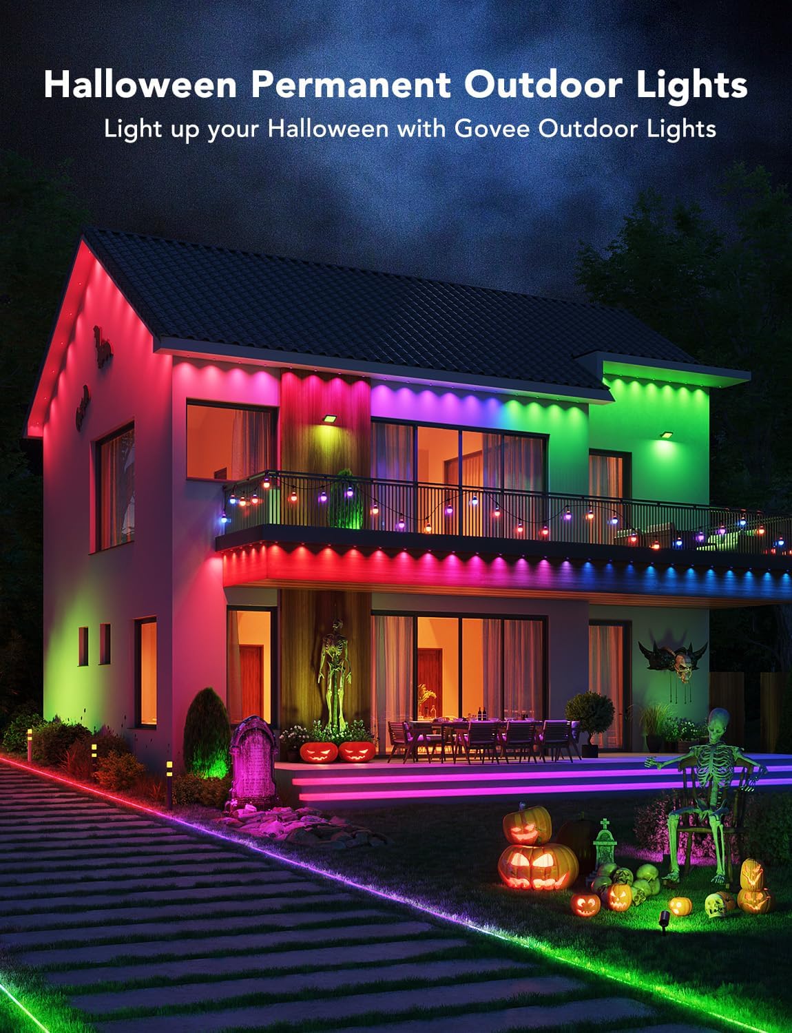 Govee Permanent Outdoor Lights, Smart RGBIC Outdoor Lights with 75 Scene Modes, 100ft with 72 LED Eaves Lights, IP67 Waterproof, for Halloween Decorations, Christmas, Work with Alexa, Google Assistant-2