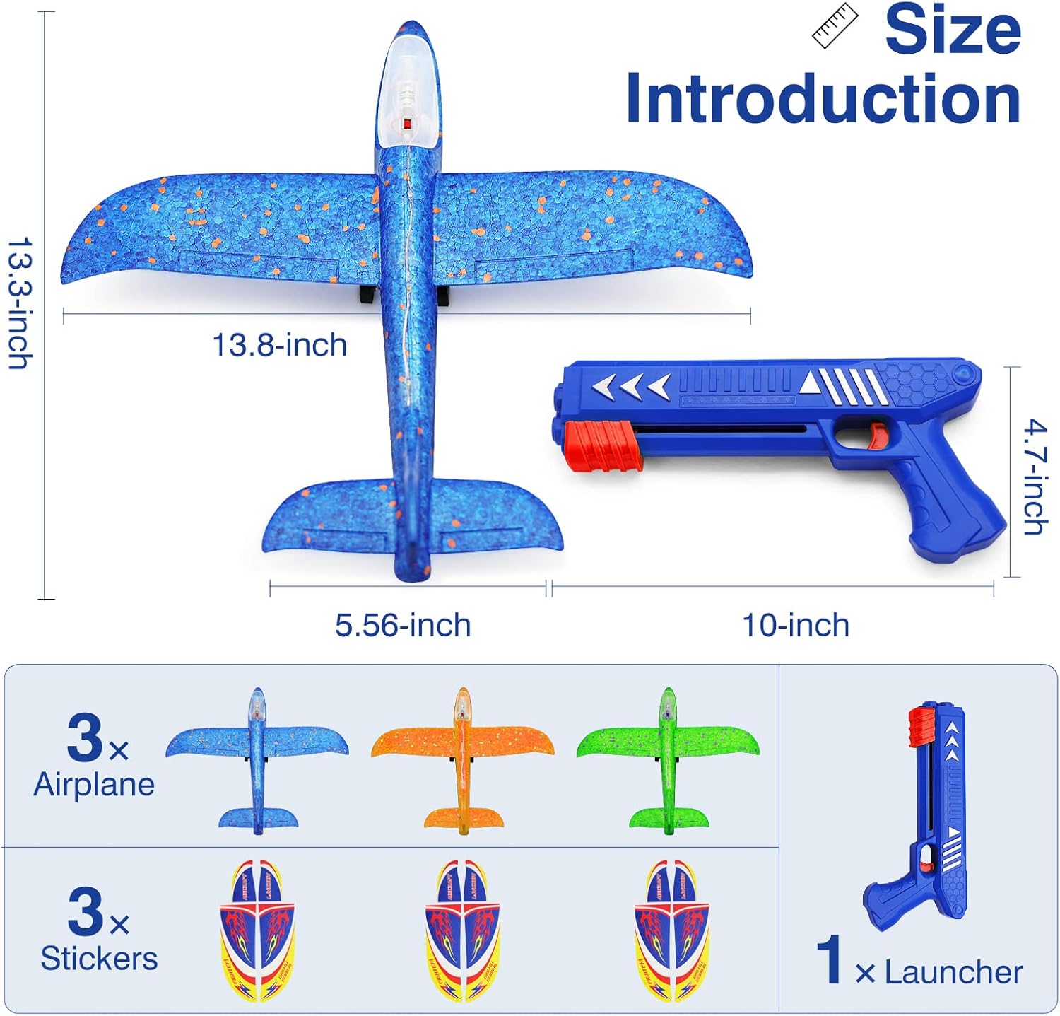 3 Pack Foam Airplane Launcher Toys, 2 Flight Mode Glider Plane,Kids Flying Toy,3 4 5 6 7 8 9 10 11 12 Year Old Boys Girls Gifts,Outdoor Sport Party Favor-5