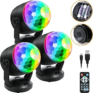 Luditek Disco Ball Party Lights, Sound Activated Battery Operated/USB Strobe Light w/Remote for Parties Karaoke Dancing Christmas Halloween Party Decorations Supplies for Home Room Outdoor Indoor