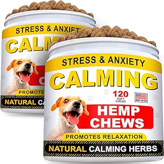 STRELLALAB Hemp Calming Chews for Dogs Anxiety Relief - Made in USA w/Hemp Oil - Dog Training & Behavior Aid - Natural Stress Relief During Firework, Storm, Separation, Barking - 240 Treats