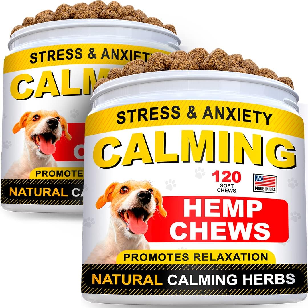 STRELLALAB Hemp Calming Chews for Dogs Anxiety Relief - Made in USA w/Hemp Oil - Dog Training & Behavior Aid - Natural Stress Relief During Firework, Storm, Separation, Barking - 240 Treats-0