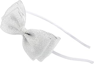 Bow Headband Silk Brocade Bowknot Hairband for Women and Girls, Perfect Hair Accessories for Party and Cosplay (silver)