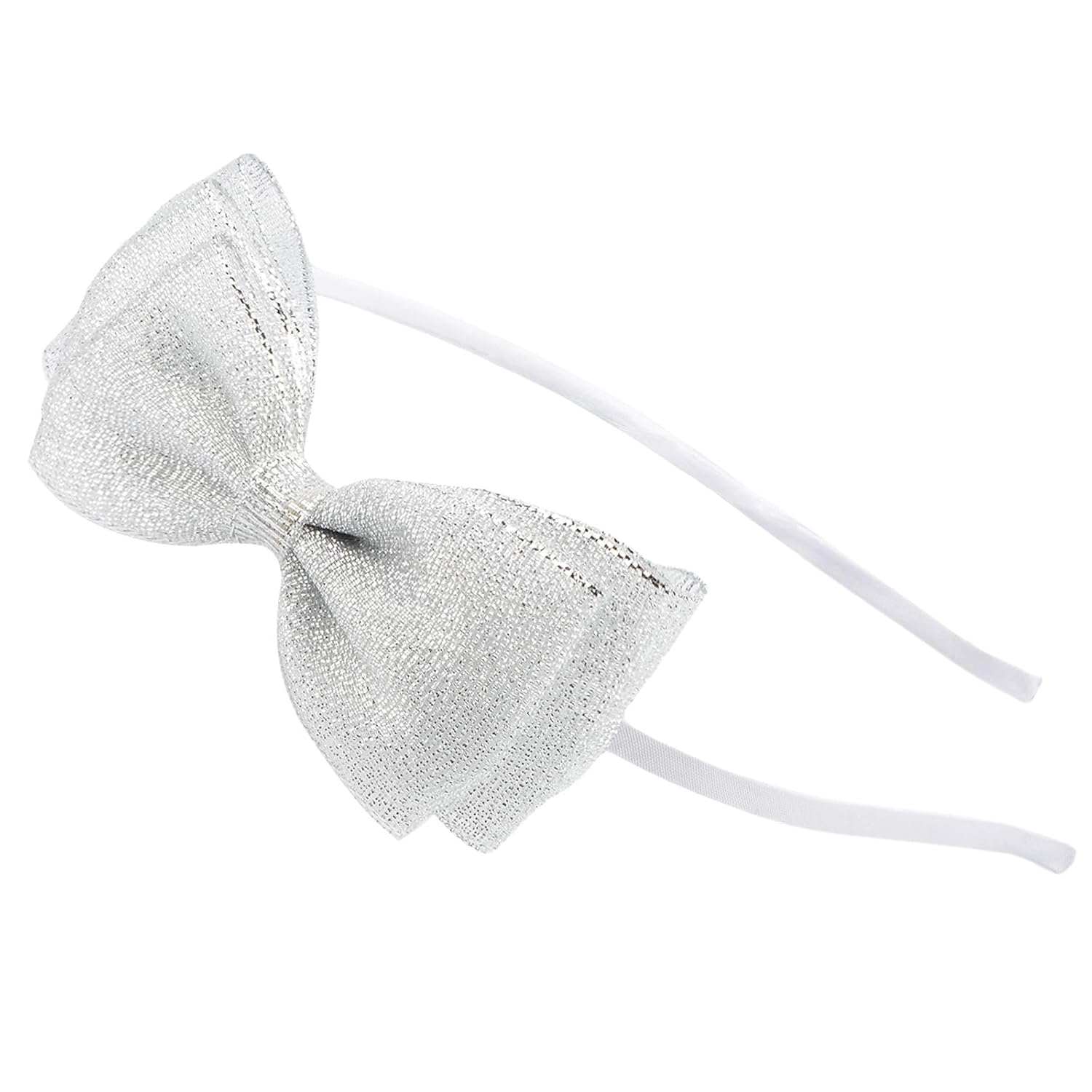 Bow Headband Silk Brocade Bowknot Hairband for Women and Girls, Perfect Hair Accessories for Party and Cosplay (silver)-0