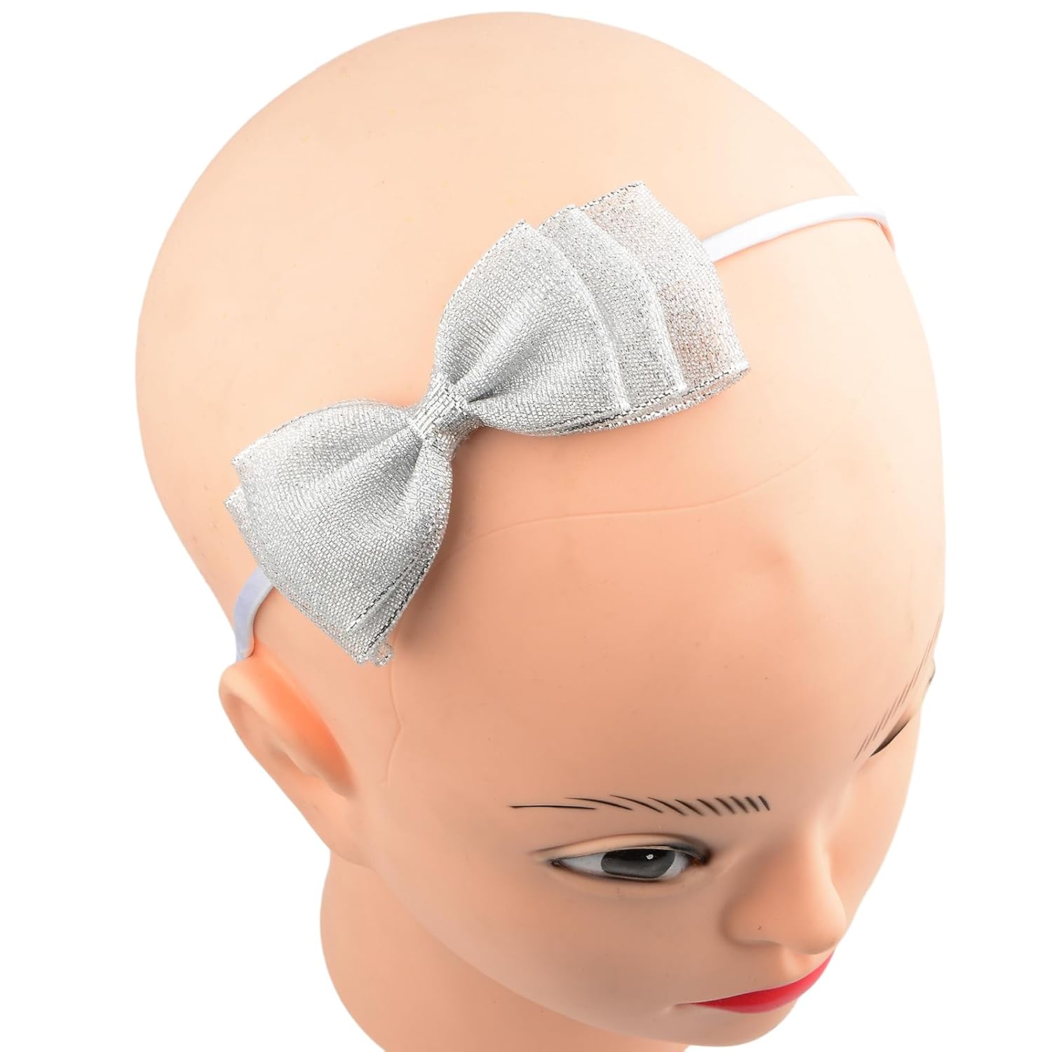 Bow Headband Silk Brocade Bowknot Hairband for Women and Girls, Perfect Hair Accessories for Party and Cosplay (silver)-6