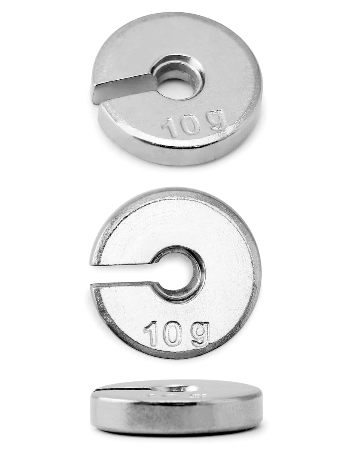 QWORK Lab Slotted Mass Set, 2 Set of Chromium-Plated Metal Slotted Weights, One Set - Total 100g - Includes 9 Weights (10g Each) & One Hanger (10g)-4