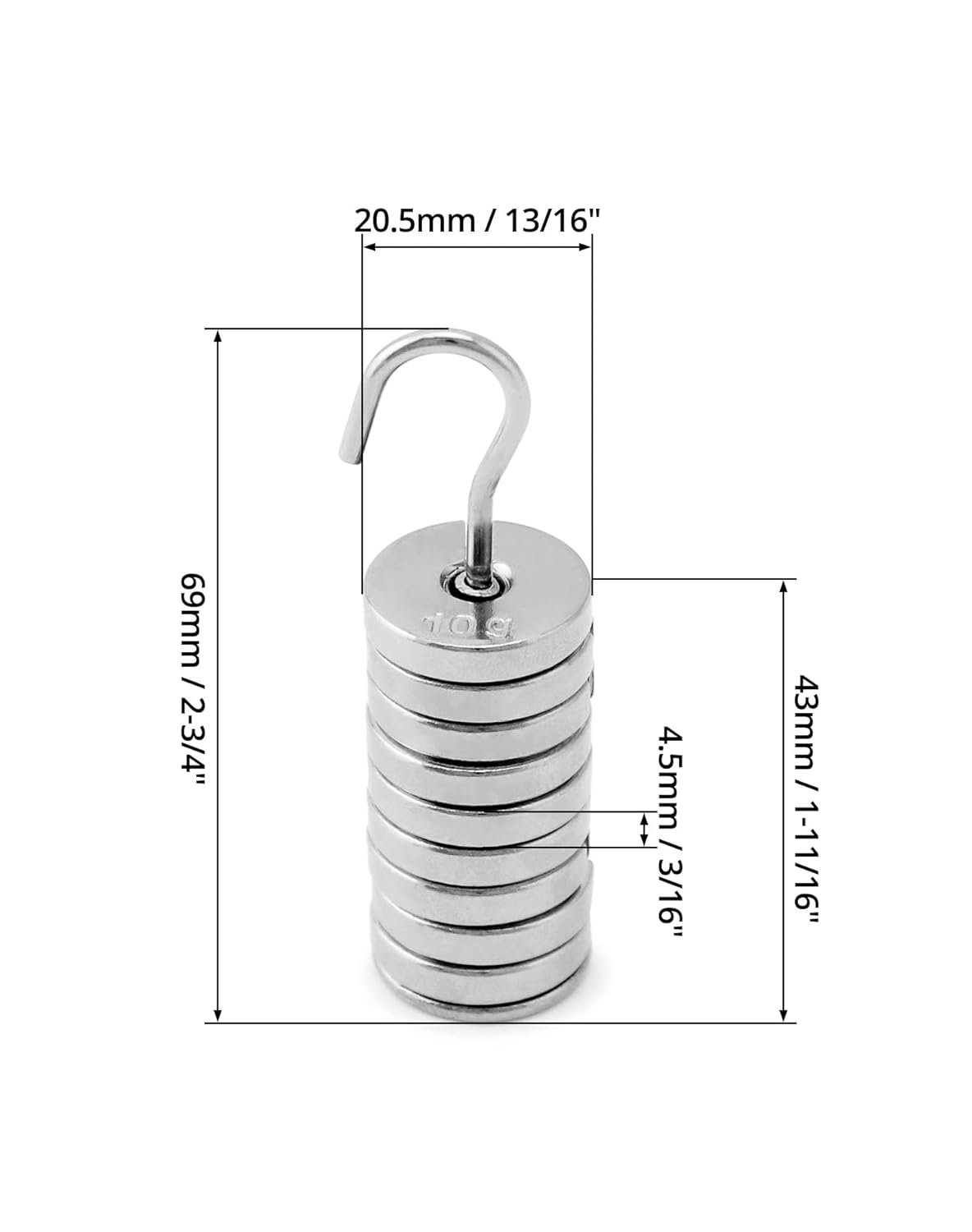 QWORK Lab Slotted Mass Set, 2 Set of Chromium-Plated Metal Slotted Weights, One Set - Total 100g - Includes 9 Weights (10g Each) & One Hanger (10g)-5