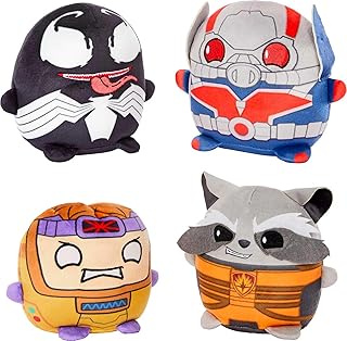 Mattel Disney100 Marvel Cuutopia Set of 4 Plush Figures, Instant Collection of 5-inch Soft Rounded Pillow Toys Inspired by Fan-Favorite Characters