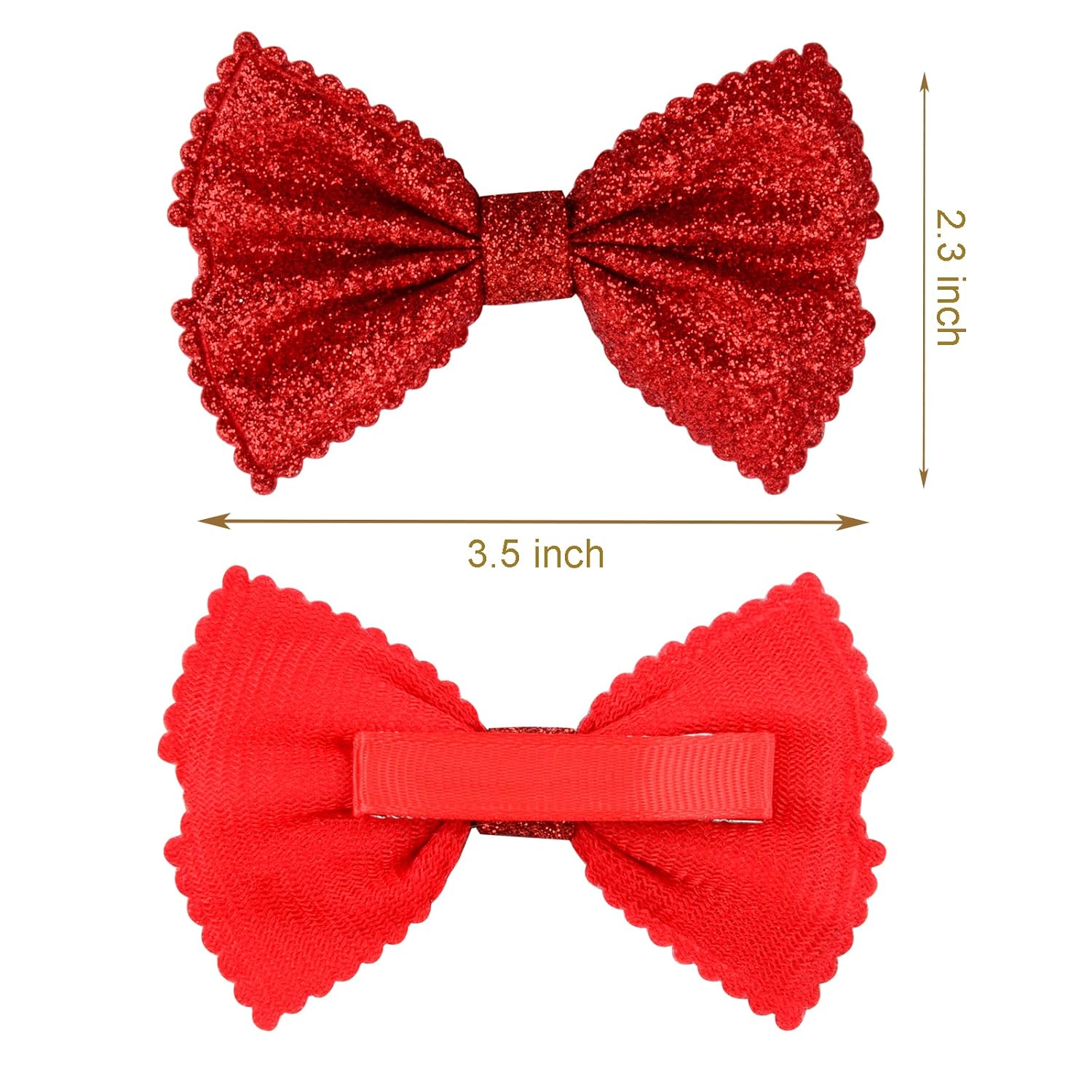 Glitter Bow Hair Clips Sparkly Bowknot Hair Barrettes 4 Pcs (red)-1