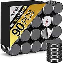 DIYMAG 90Pcs Strong Magnets for Crafts with Adhesive Backing,Ceramic Magnets Small Round Circle Magnets for Refrigerator, Craft Hobbies, Science Projects & School Notice Boards (Black,0.7 * 0.12inch)