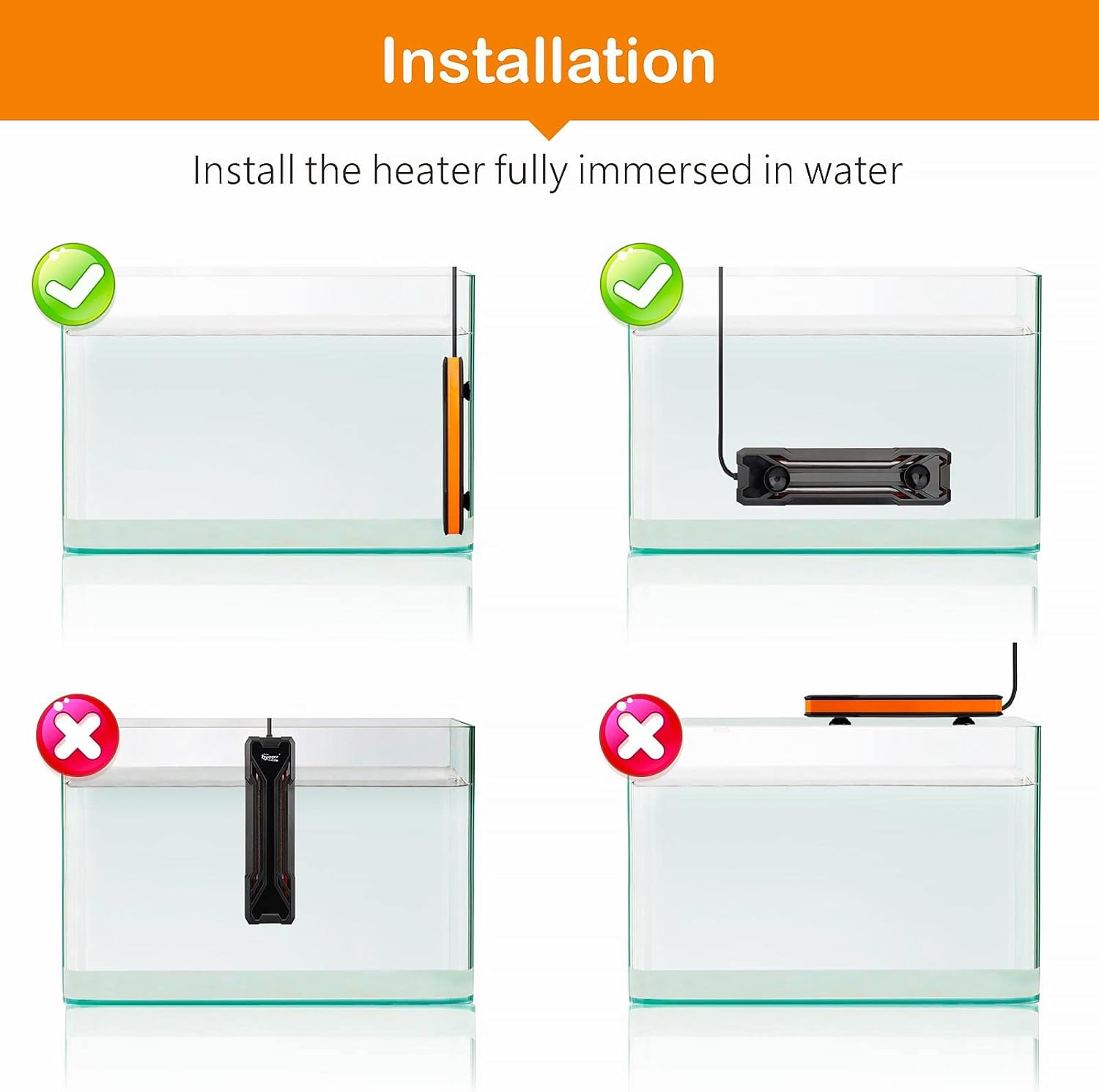 hygger Aquarium Heater 300W/500W/800W/1000W, Submersible Fish Tank Heater with Digital LED Controller and Intelligent Leaving Water Automatically Stop Heating System, for Freshwater and Saltwater-5