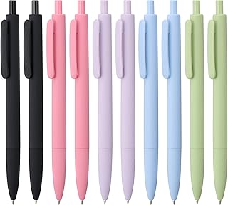 LINFANC Black Gel Pens Fine Point Smooth Writing Pens Bulk, Soft Touch Cute Pens Aesthetic School Supplies, 0.5mm Black Ink Pens for Journaling, Cute Office Supplies for Women Man 10-Count