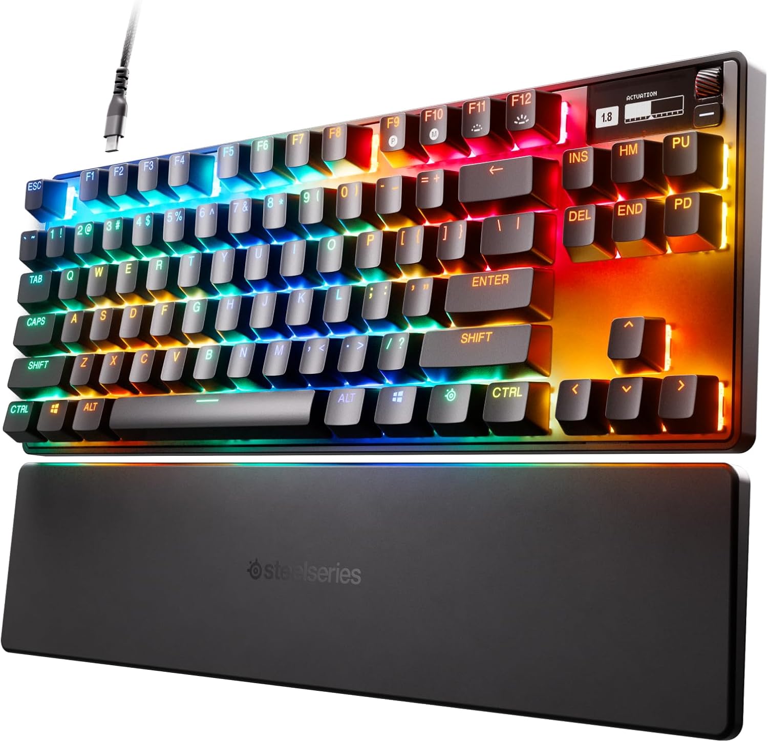 SteelSeries Apex Pro TKL HyperMagnetic Gaming Keyboard - Adjustable Actuation - Esports Tenkeyless - OLED Screen - RGB - PBT Keycaps - USB-C - 2023 Edition,Black-0