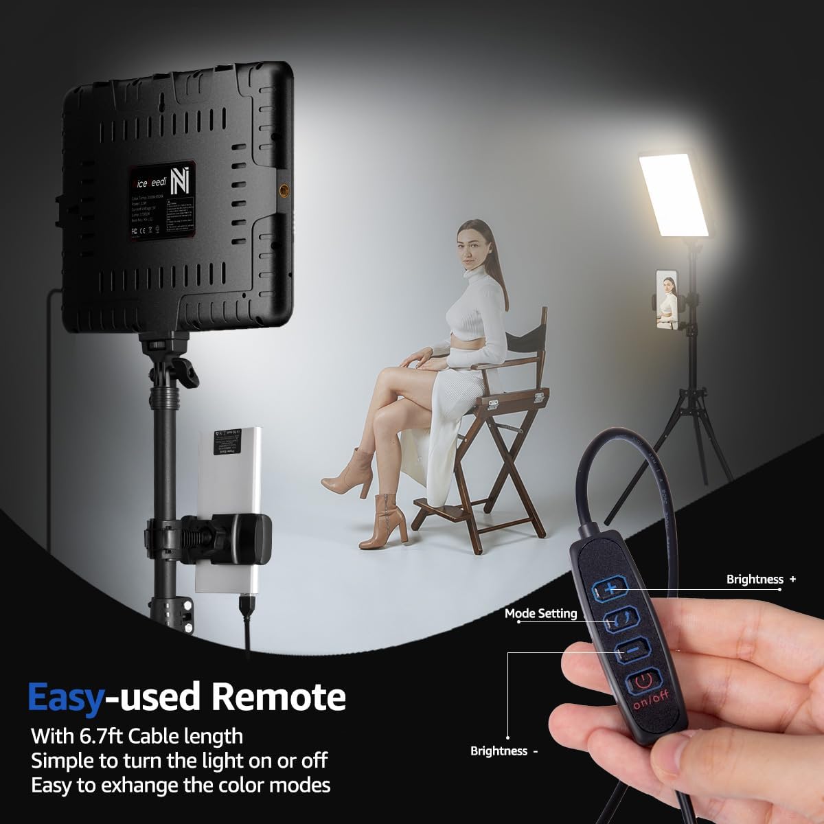 2-Pack LED Video Light Kit, NiceVeedi Studio Light, 2800-6500K Dimmable Photography Lighting Kit with Tripod Stand&Phone Holder, 73" Stream Light for Video Recording, Game Streaming, YouTube…-1