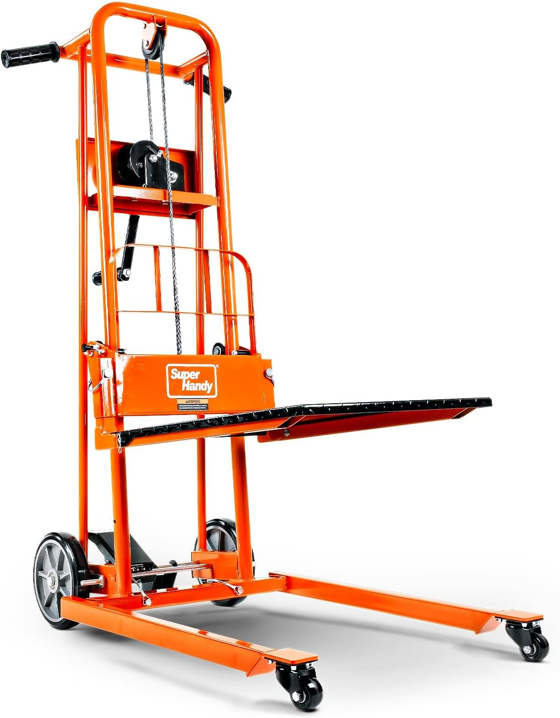 SuperHandy Material Lift Winch Stacker, Pallet Truck Dolly, Lift Table, Fork Lift, 330 Lbs 40" Max Lift w/ 8" Wheels, Swivel Casters [Patent Pending]-0