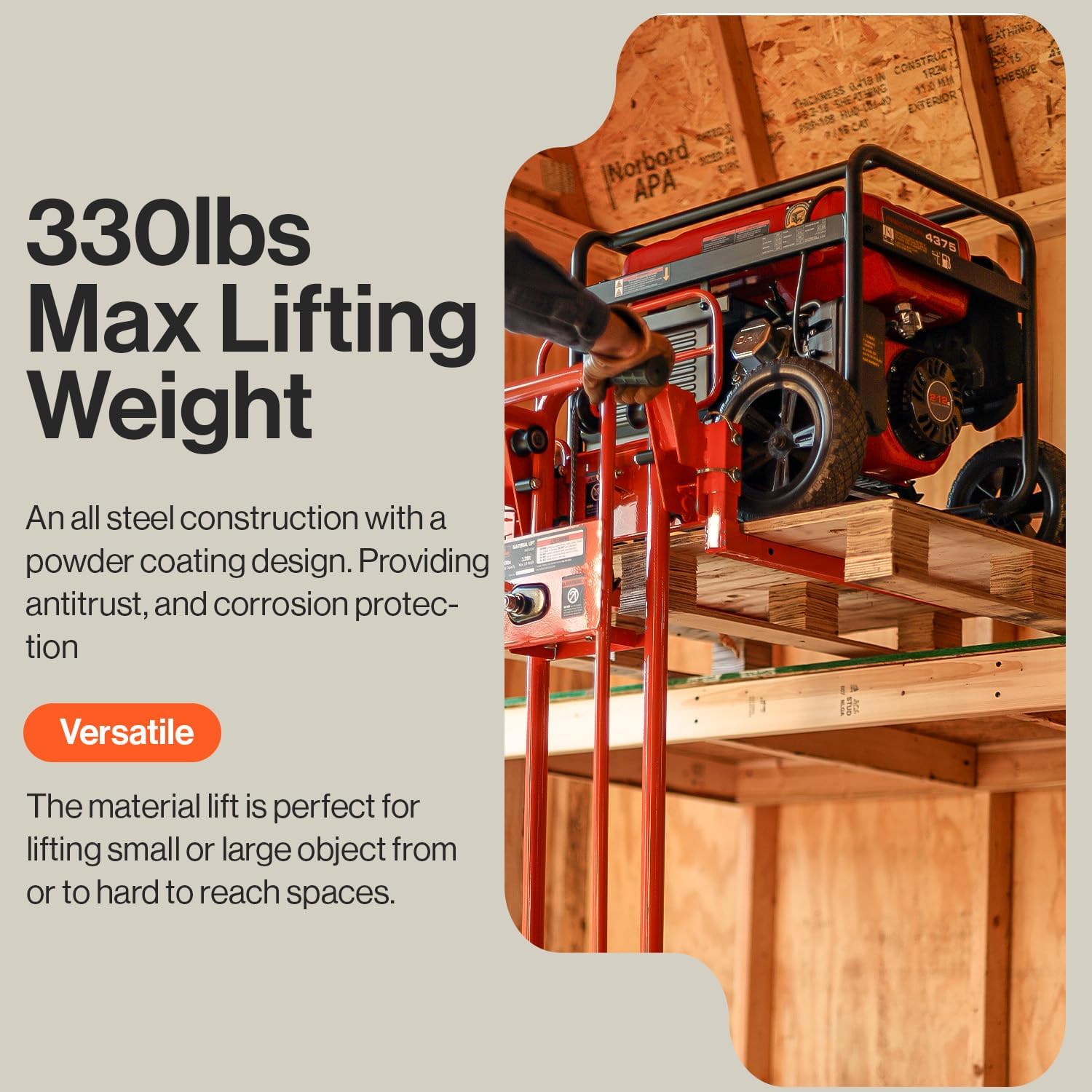 SuperHandy Material Lift Winch Stacker, Pallet Truck Dolly, Lift Table, Fork Lift, 330 Lbs 40" Max Lift w/ 8" Wheels, Swivel Casters [Patent Pending]-2