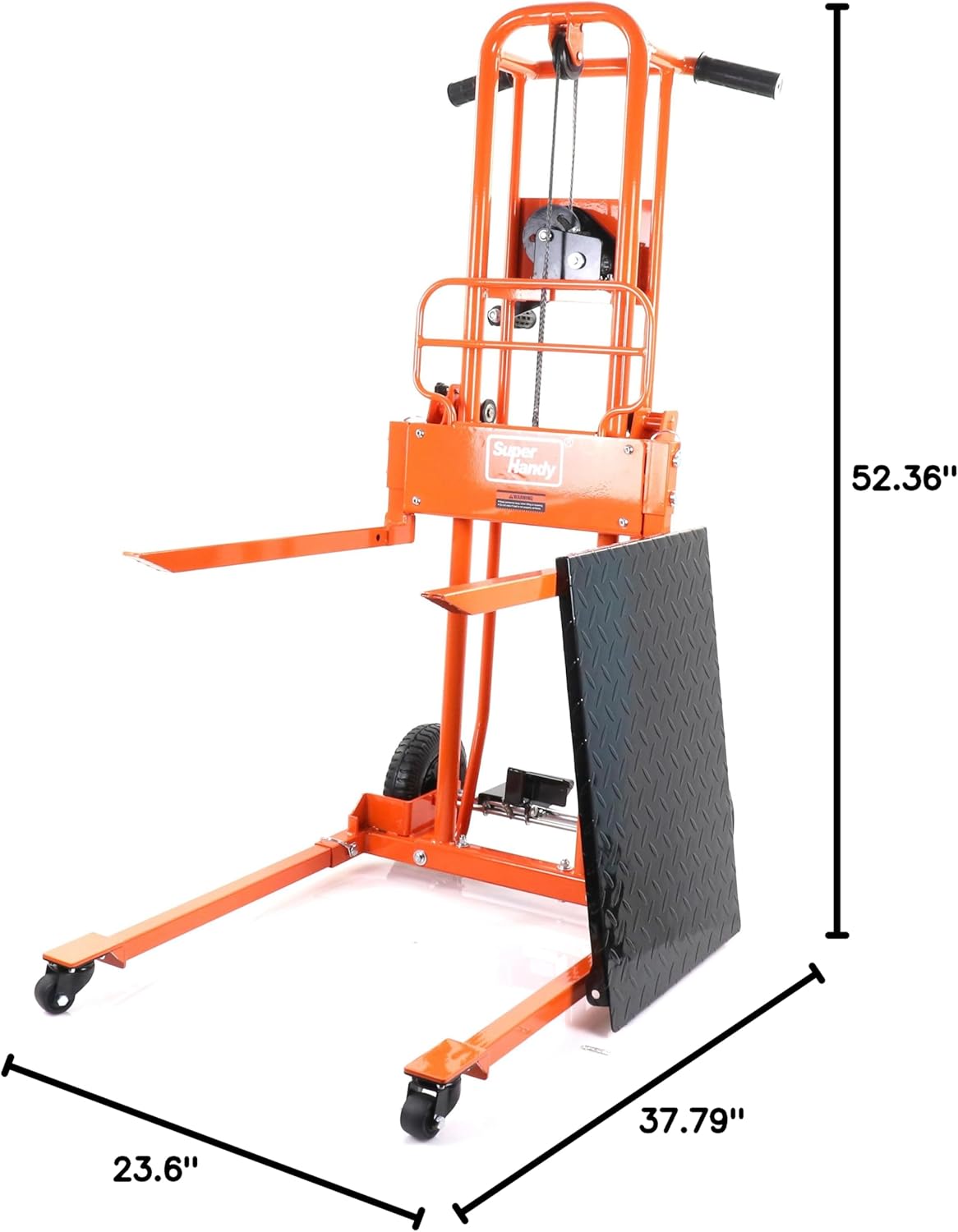 SuperHandy Material Lift Winch Stacker, Pallet Truck Dolly, Lift Table, Fork Lift, 330 Lbs 40" Max Lift w/ 8" Wheels, Swivel Casters [Patent Pending]-7