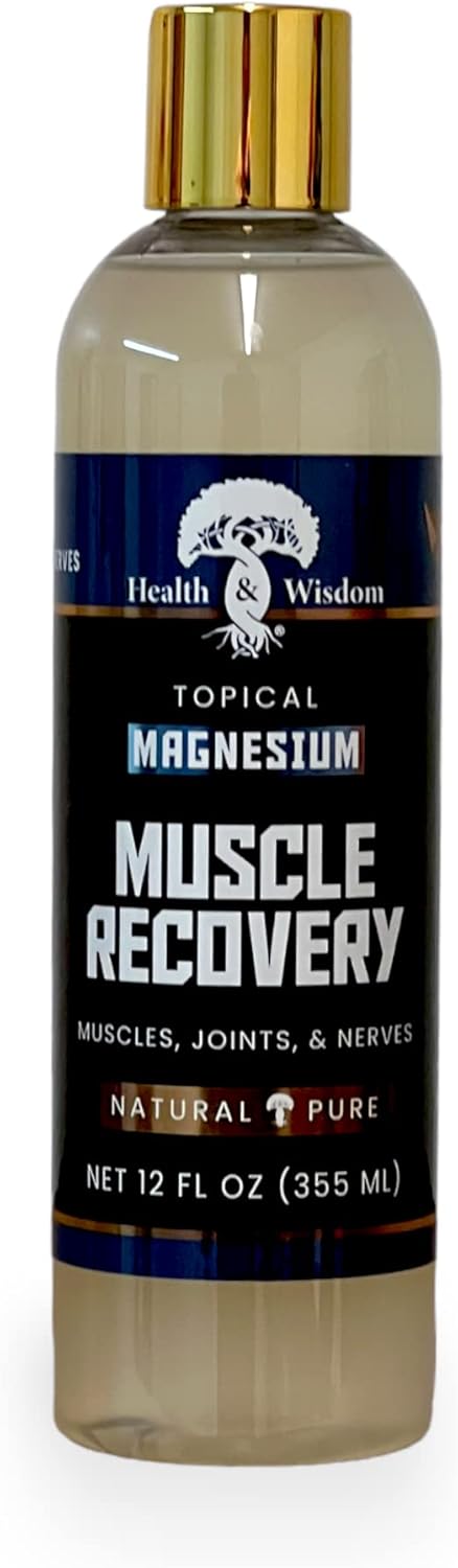 Health and Wisdom Topical Magnesium Muscle Recovery - Magnesium Spray for Feet, Magnesium Oil Spray, Magnesium Oil for Feet, Pure Magnesium Oil Spray, Magnesium Body Spray, Magnesium Mist - 12 Fl Oz-0