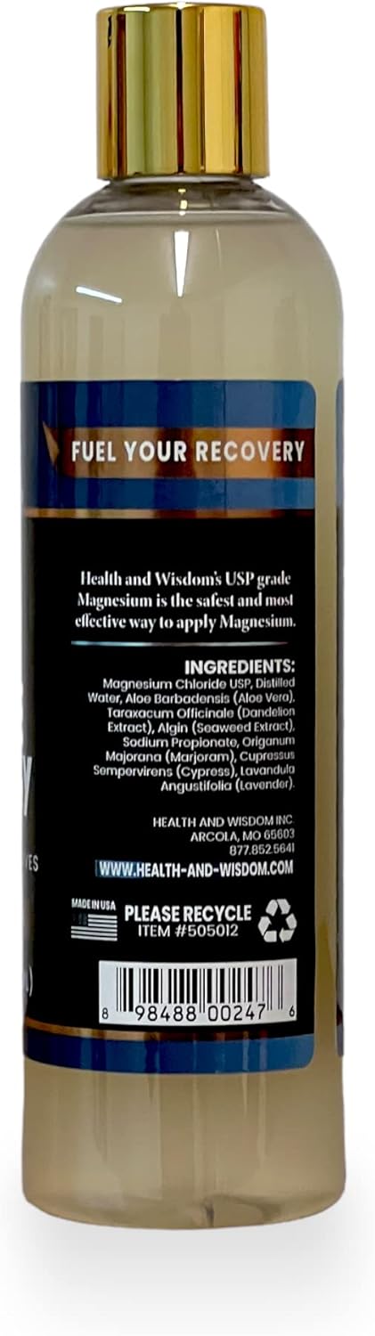 Health and Wisdom Topical Magnesium Muscle Recovery - Magnesium Spray for Feet, Magnesium Oil Spray, Magnesium Oil for Feet, Pure Magnesium Oil Spray, Magnesium Body Spray, Magnesium Mist - 12 Fl Oz-1