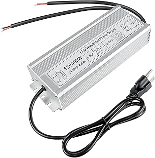 inShareplus 400W DC 12V Power Supply, IP67 Waterproof Outdoor LED Driver, AC 90-140V to DC 12 Volt 33.3A Converter, Low Voltage Transformer with 3-Prong Plug for LED Light and Other 12V DC Products