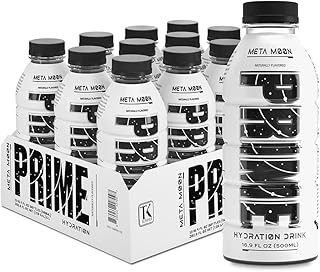 PRIME HYDRATION META MOON | Sports Drinks | Electrolyte Enhanced for Ultimate Hydration | 250mg BCAAs | B Vitamins | Antioxidants | 2g Of Sugar | 16.9 Fluid Ounce | 12 Pack