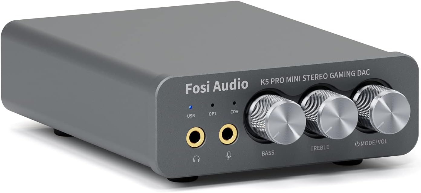 Fosi Audio K5 Pro Gaming DAC Headphone Amplifier Mini Hi-Fi Stereo Digital-to-Analog Audio Converter USB Type C/Optical/Coaxial to RCA/3.5MM AUX for PS5/PC/MAC/Computer-0