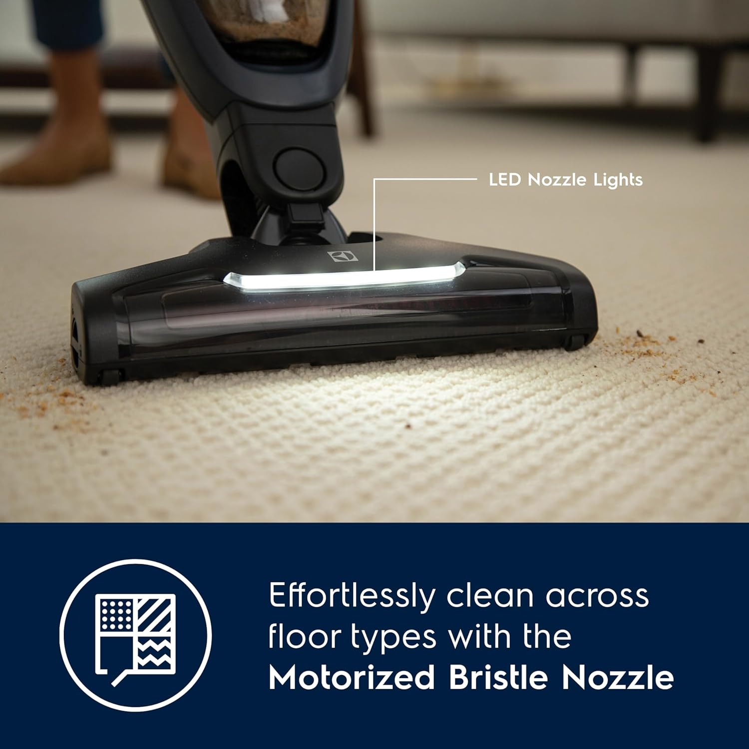 Electrolux WellQ7 Stick Cleaner Lightweight Cordless Vacuum with LED Nozzle Lights, Turbo Battery Power, Motorized Bristle Nozzle for Carpets and Hard Floors, in Denim Blue-3