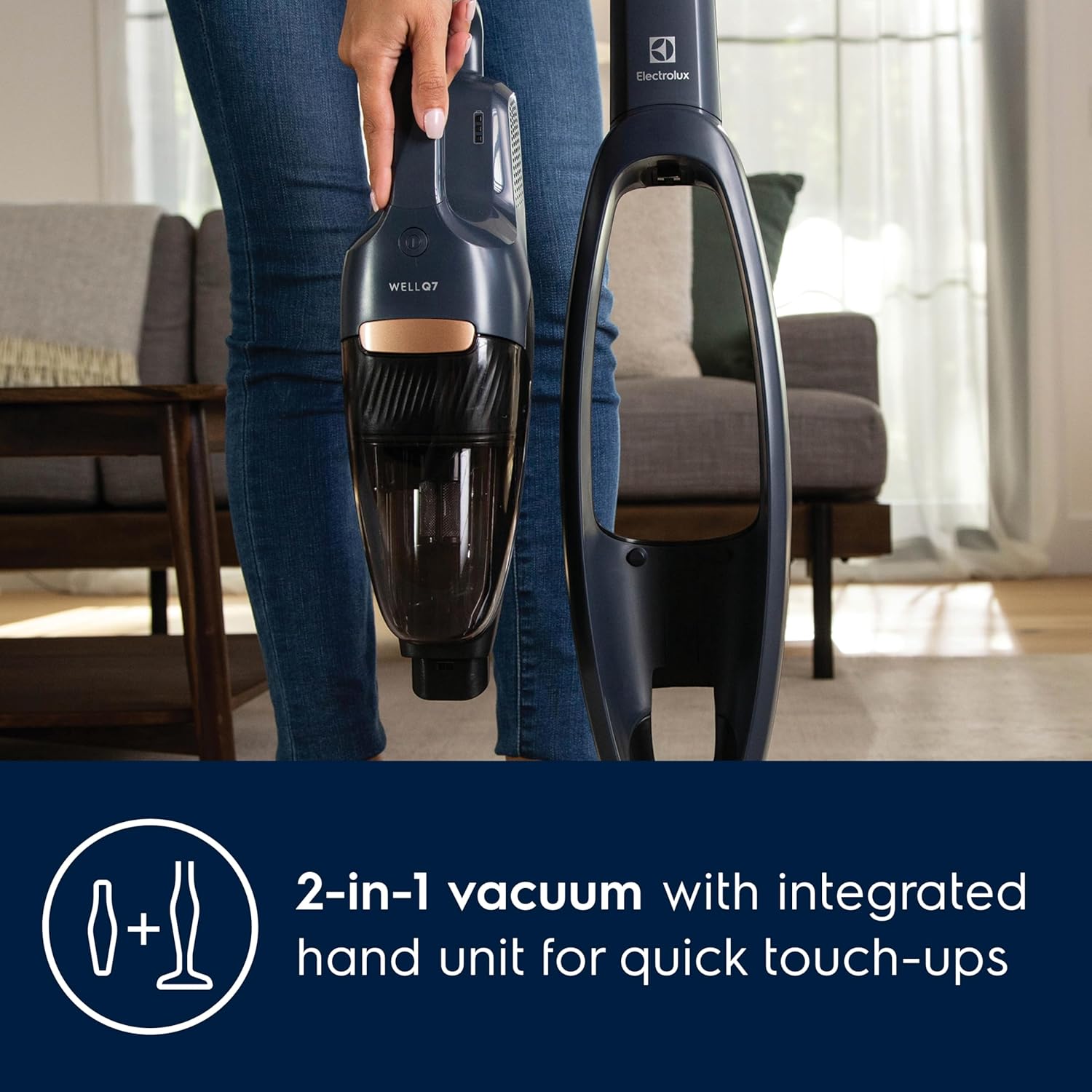 Electrolux WellQ7 Stick Cleaner Lightweight Cordless Vacuum with LED Nozzle Lights, Turbo Battery Power, Motorized Bristle Nozzle for Carpets and Hard Floors, in Denim Blue-4