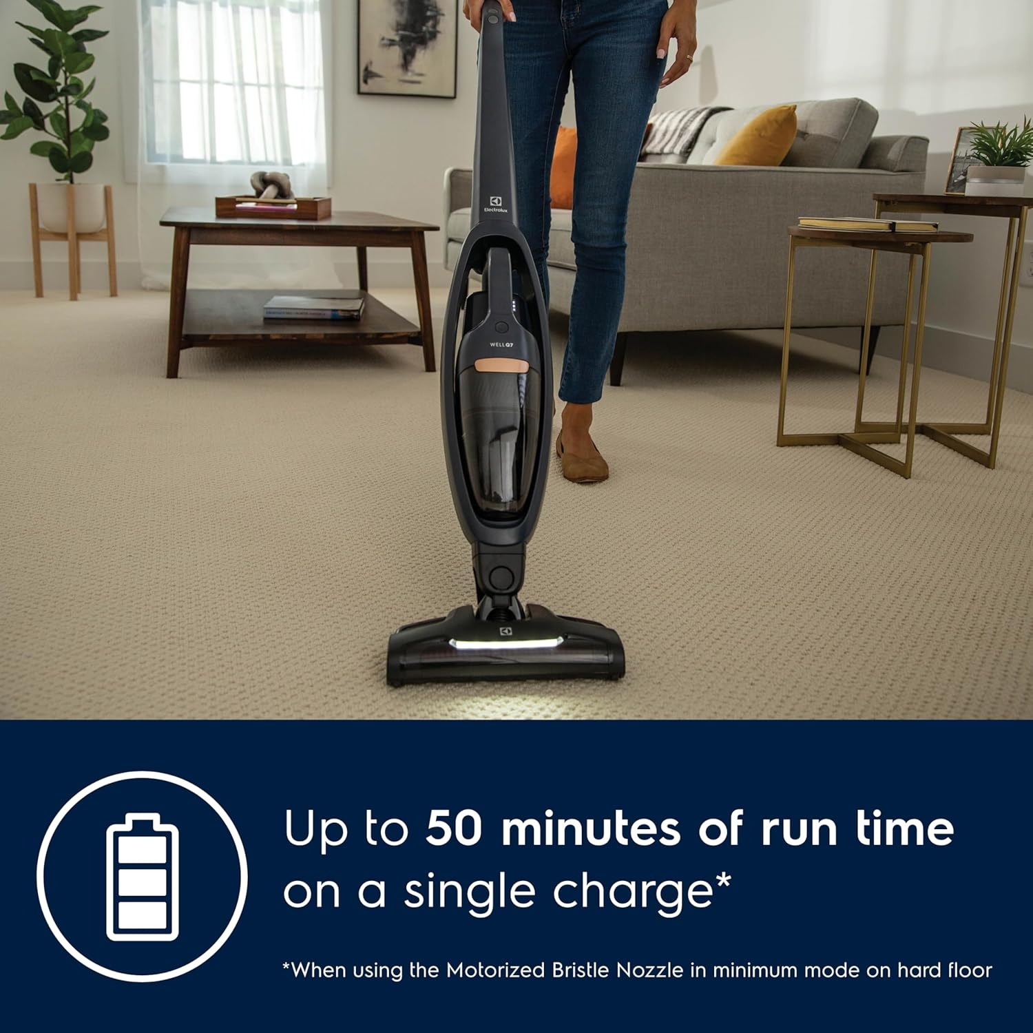 Electrolux WellQ7 Stick Cleaner Lightweight Cordless Vacuum with LED Nozzle Lights, Turbo Battery Power, Motorized Bristle Nozzle for Carpets and Hard Floors, in Denim Blue-5