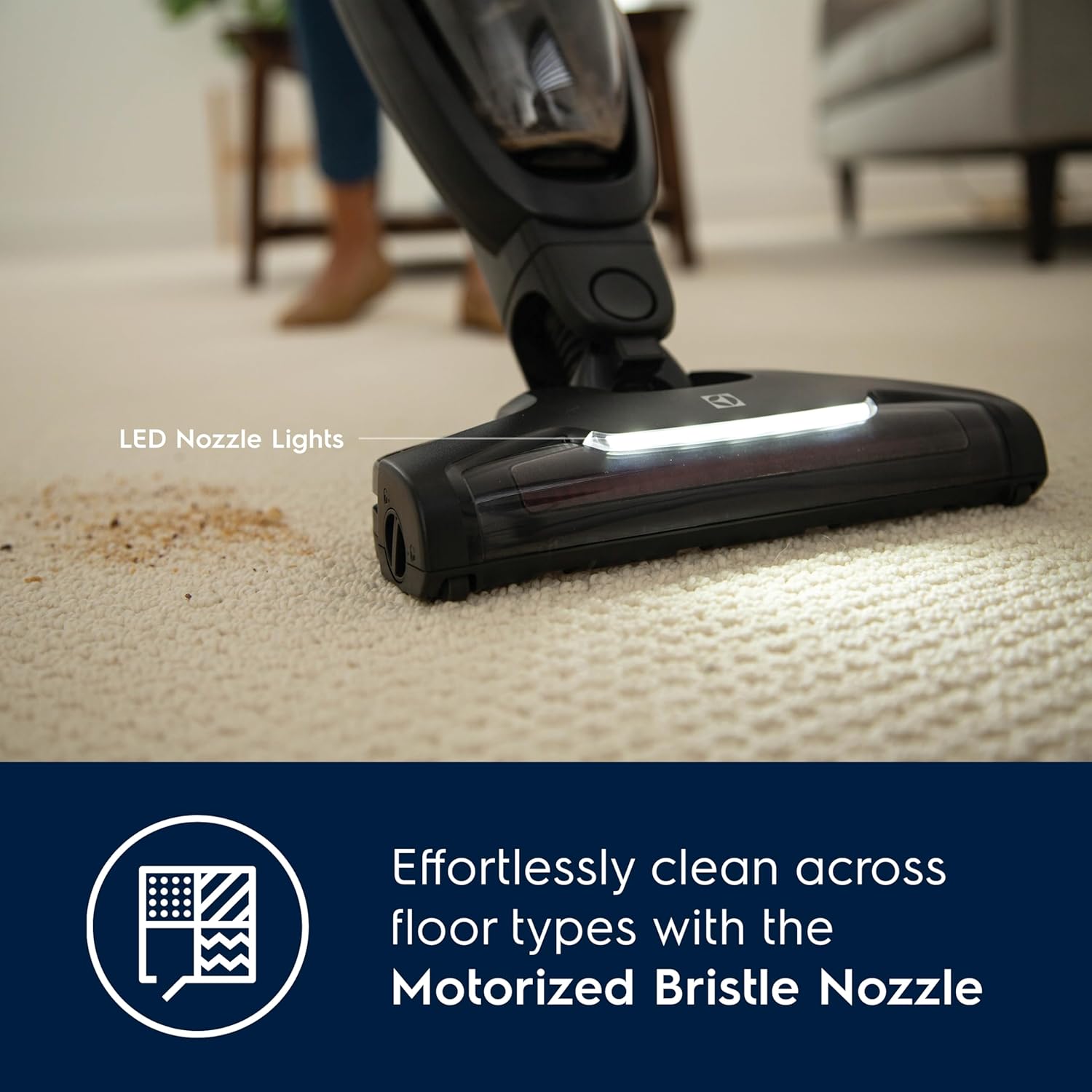 Electrolux WellQ7 Stick Cleaner Lightweight Cordless Vacuum with LED Nozzle Lights, Turbo Battery Power, Motorized Bristle Nozzle for Carpets and Hard Floors, in Granite Grey-3