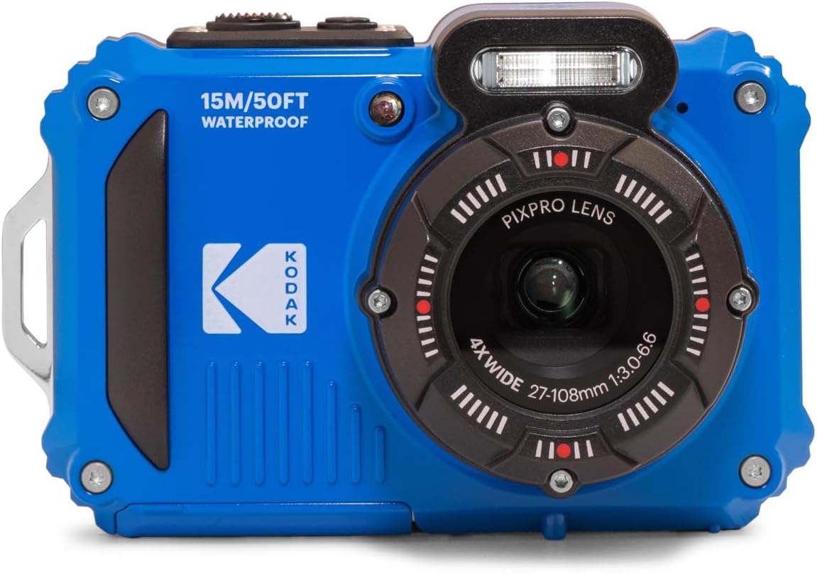 KODAK PIXPRO WPZ2 Rugged Waterproof Shockproof Dustproof WiFi Digital Camera 16MP 4X Optical Zoom 1080P Full HD Video Vlogging Camera 2.7" LCD (Blue)-0