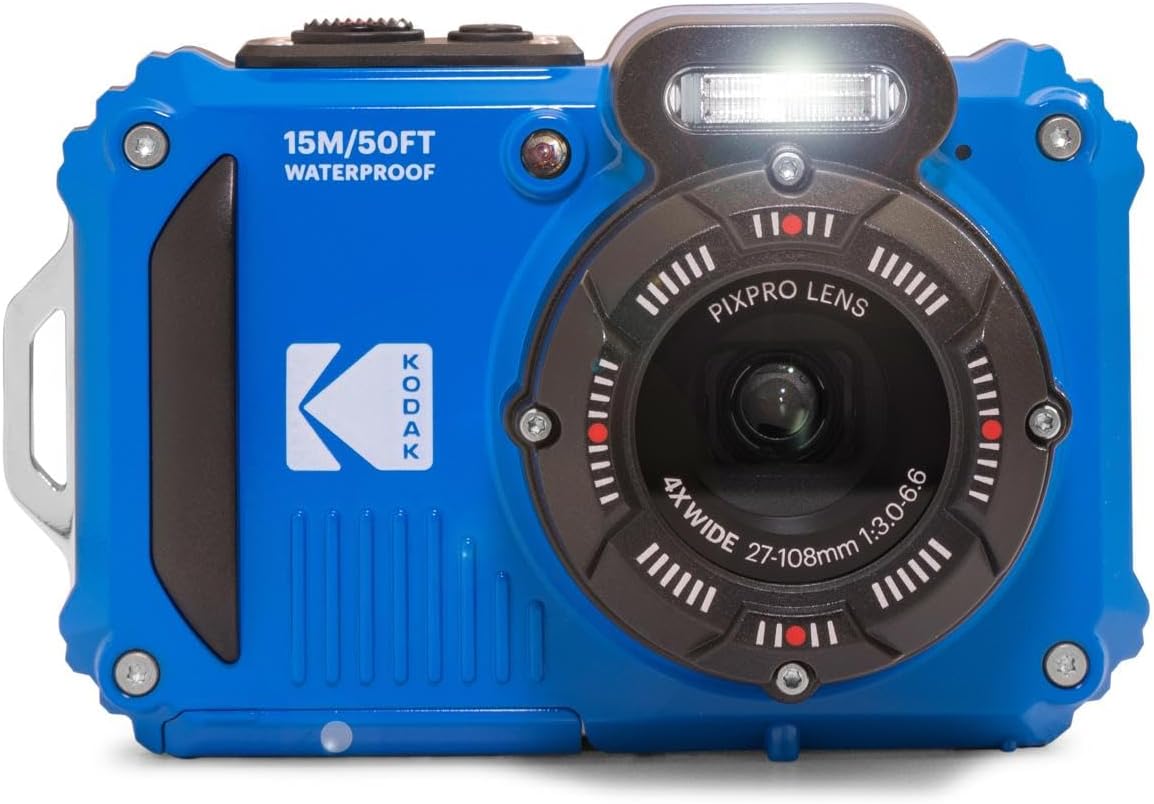 KODAK PIXPRO WPZ2 Rugged Waterproof Shockproof Dustproof WiFi Digital Camera 16MP 4X Optical Zoom 1080P Full HD Video Vlogging Camera 2.7" LCD (Blue)-1