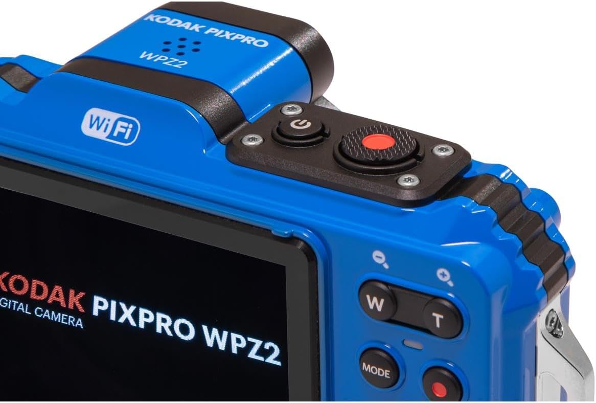 KODAK PIXPRO WPZ2 Rugged Waterproof Shockproof Dustproof WiFi Digital Camera 16MP 4X Optical Zoom 1080P Full HD Video Vlogging Camera 2.7" LCD (Blue)-2