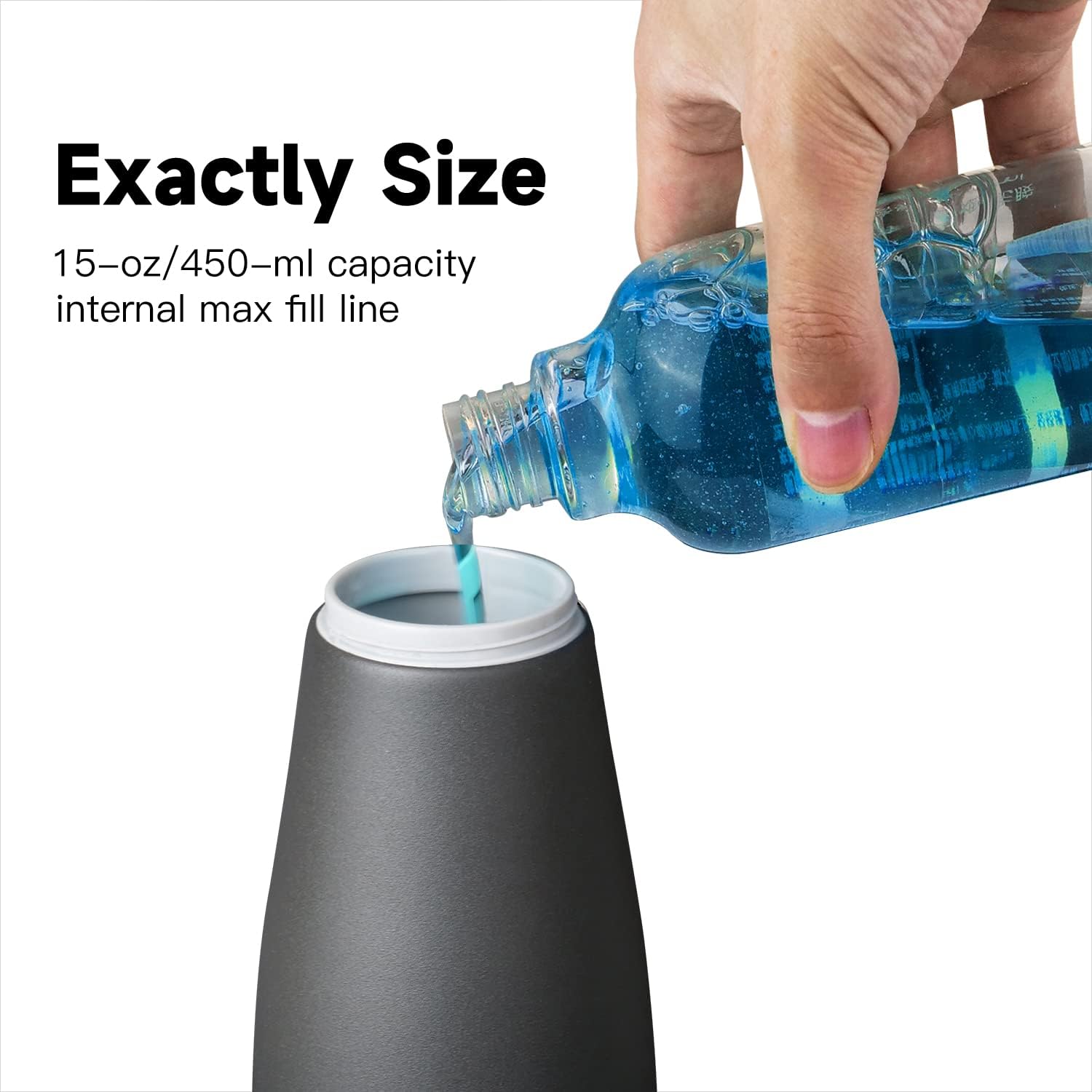 AIKE 15fl.oz Liquid Soap Dispenser for Dish and Hand Soap Matte Black-3