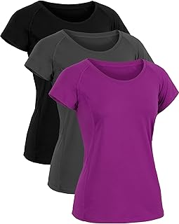 CADMUS Women's Workout Shirts for Running Yoga Tee Shirts Dry Fit Pack of 3