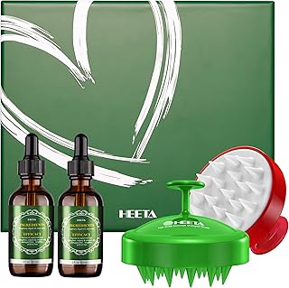 HEETA 2pcs Scalp Massager Shampoo Brushes & 2pcs Argan Oil 2oz Set, Waterproof Scrubber to Remove Dandruff, Organic Rosemary Oil for Wet & Dry Hair - Mother's Day Gift