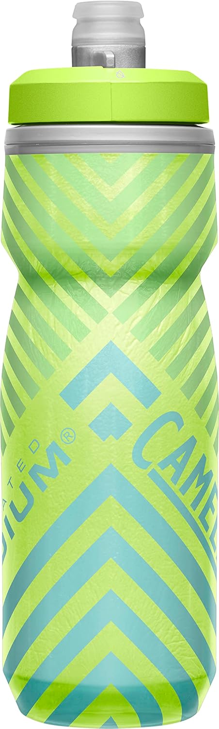 CamelBak Podium Chill Insulated Bike Water Bottle - Easy Squeeze Bottle - Fits Most Bike Cages - 21oz, Lime/Blue Stripe-2