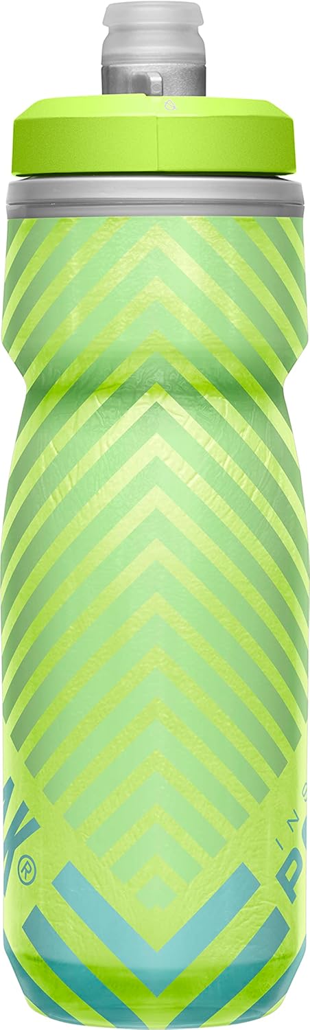 CamelBak Podium Chill Insulated Bike Water Bottle - Easy Squeeze Bottle - Fits Most Bike Cages - 21oz, Lime/Blue Stripe-4