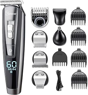 Hatteker Hair Clipper Beard Trimmer Kit for Men Cordless Hair Mustache Trimmer Hair Cutting Groomer Kit Precision Trimmer Waterproof USB Rechargeable 5 in 1