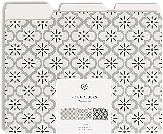 U Brands Moroccan File Folders, Office Supplies, 1/3-Cut Tabs in Assorted Positions, Letter Size, Black and White, 9 Count