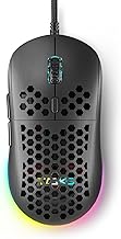 DIERYA M1SE Wired Gaming Mouse with Honeycomb Shell, 12800DPI Optical Sensor, 6 Programmable Macros, Software Support for Custom Key Config, and RGB Settings for Windows 7/8/10/XP, Vista, Linux-Black