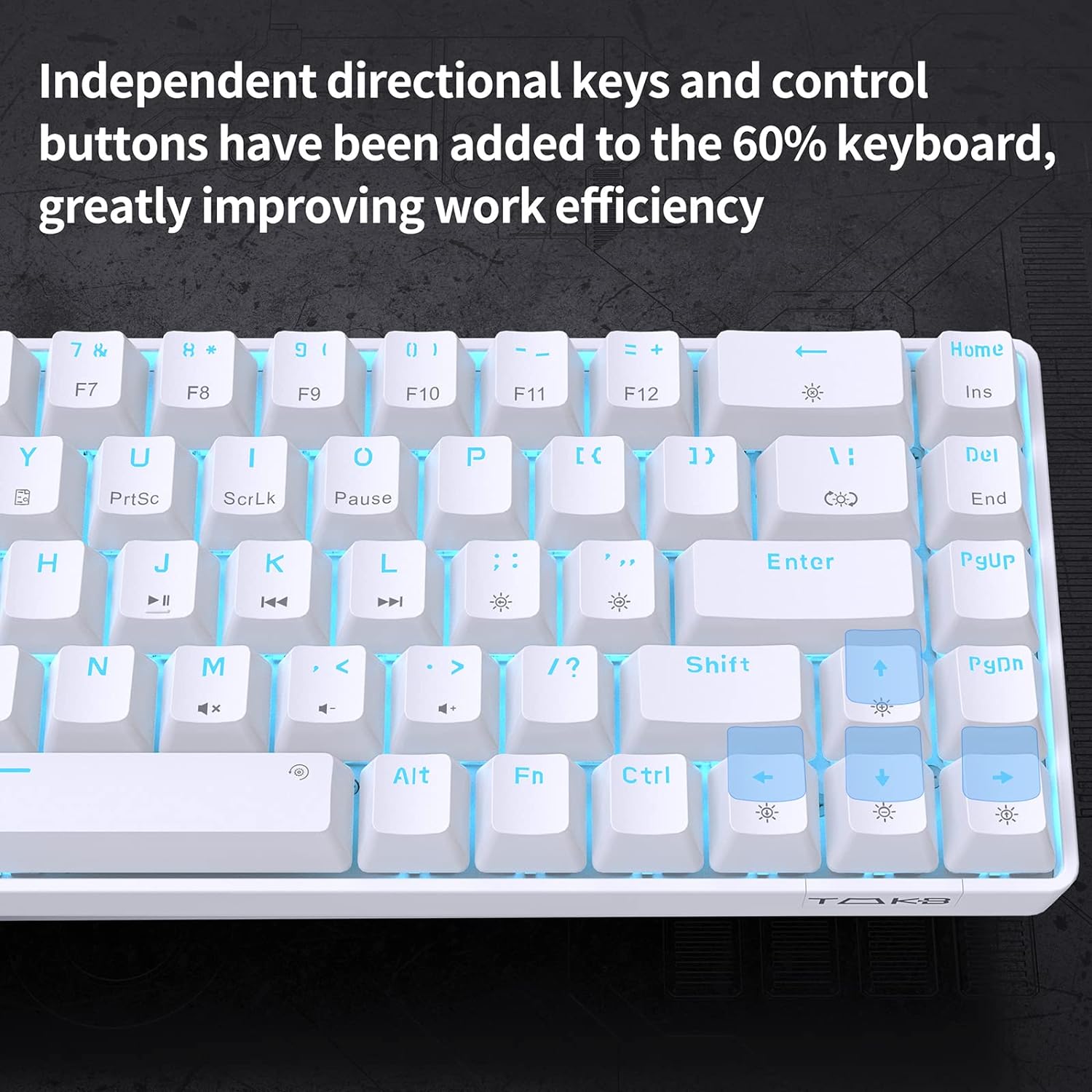 DIERYA T68SE 60% Gaming Mechanical Keyboard,Ultra Compact Mini 68 Key with Red Switches Wired Keyboard,Anti-Ghosting Keys, for Windows Laptops and PC Gamers,White-3