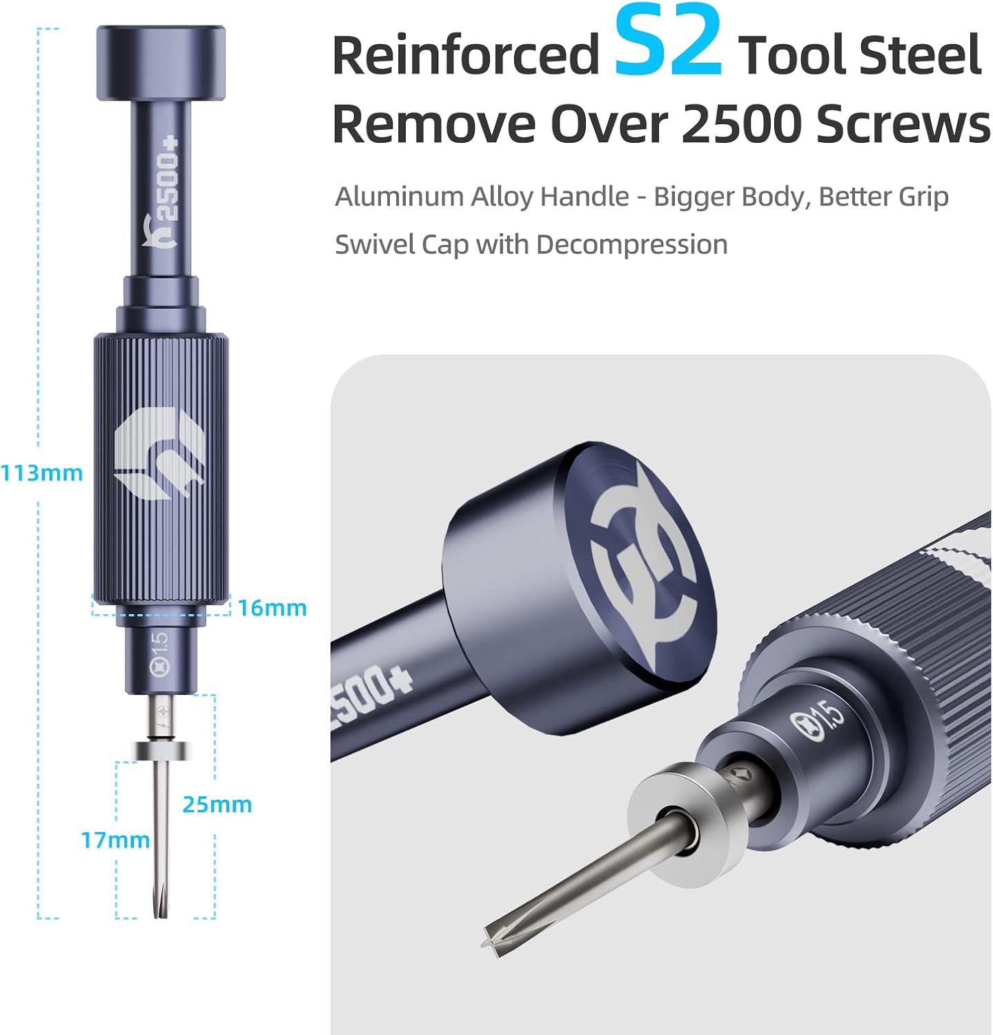 Precision #000 Phillips Screwdriver, JAKEMY Professional Phillips PH000 Screwdriver Compatible MacBook&Switch, Reinforced S2 Tool Steel-1