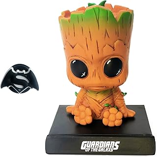 Groot Anime Car Dashboard Decorations Accessories Interior for Men Women Boys Girls, Bobbleheads Figures Bobblehead Dash Board Decor Auto Doll, Home Desk Car Ornaments with Cell Phone Holder