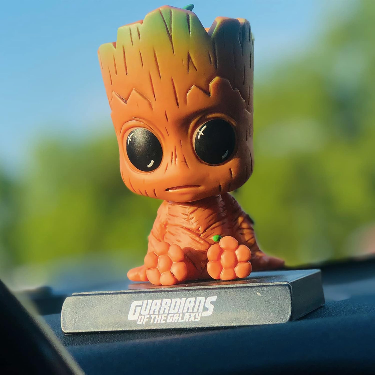 Groot Anime Car Dashboard Decorations Accessories Interior for Men Women Boys Girls, Bobbleheads Figures Bobblehead Dash Board Decor Auto Doll, Home Desk Car Ornaments with Cell Phone Holder-1