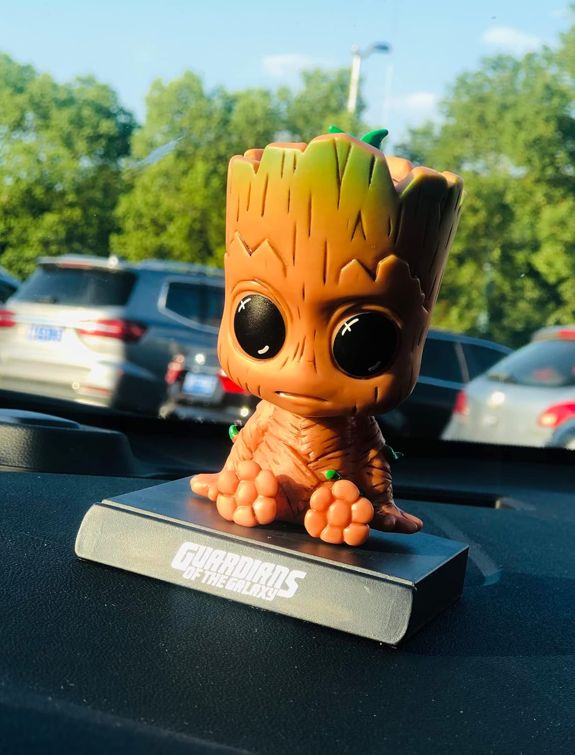 Groot Anime Car Dashboard Decorations Accessories Interior for Men Women Boys Girls, Bobbleheads Figures Bobblehead Dash Board Decor Auto Doll, Home Desk Car Ornaments with Cell Phone Holder-4