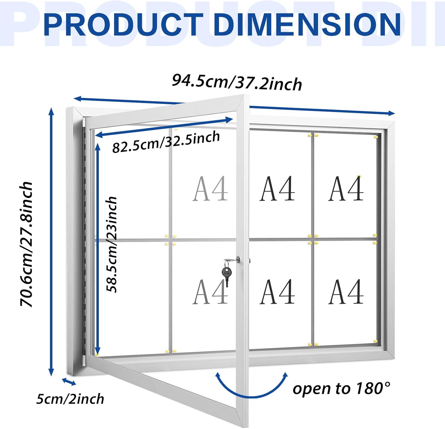 Swansea Enclosed Bulletin Board Grey Felt Displays Boards Weather Resistant Wall Mounted Notice Case,37x28inches-1