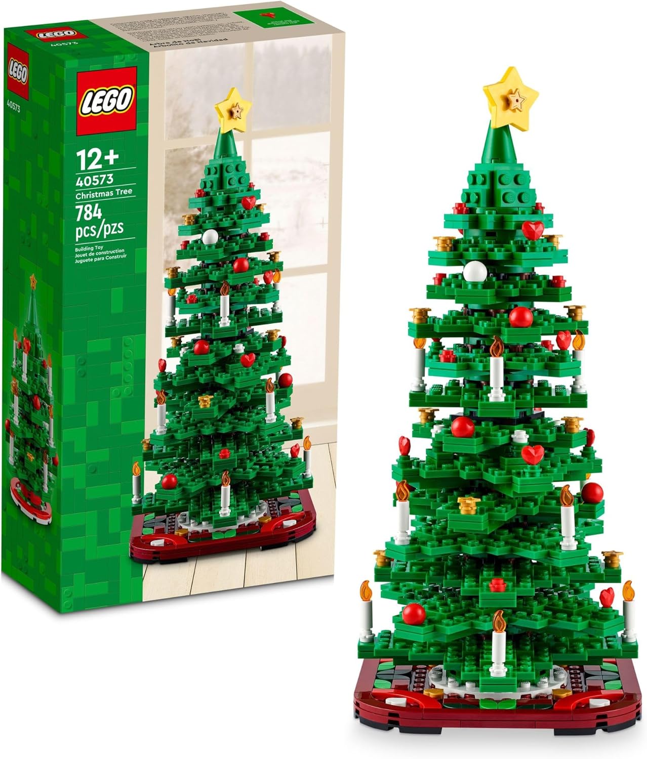 LEGO Christmas Tree Toy Building Set for Kids, Collectible Holiday Home Decor, Tabletop Christmas Tree Gift, Festive Craft Project for Families to Build Together, 2 Building Options in 1 Set, 40573-0