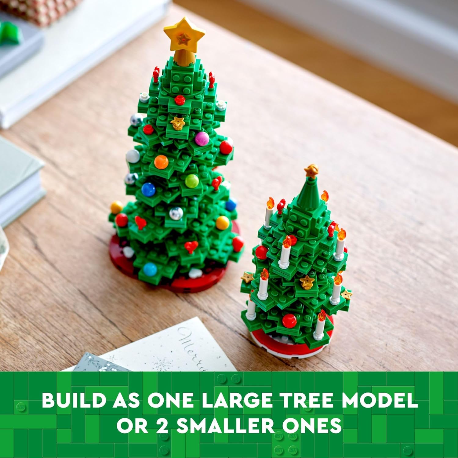 LEGO Christmas Tree Toy Building Set for Kids, Collectible Holiday Home Decor, Tabletop Christmas Tree Gift, Festive Craft Project for Families to Build Together, 2 Building Options in 1 Set, 40573-2