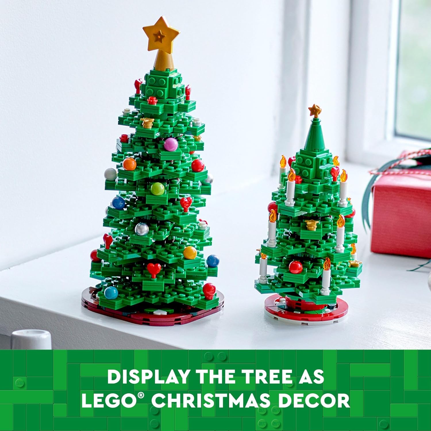 LEGO Christmas Tree Toy Building Set for Kids, Collectible Holiday Home Decor, Tabletop Christmas Tree Gift, Festive Craft Project for Families to Build Together, 2 Building Options in 1 Set, 40573-4