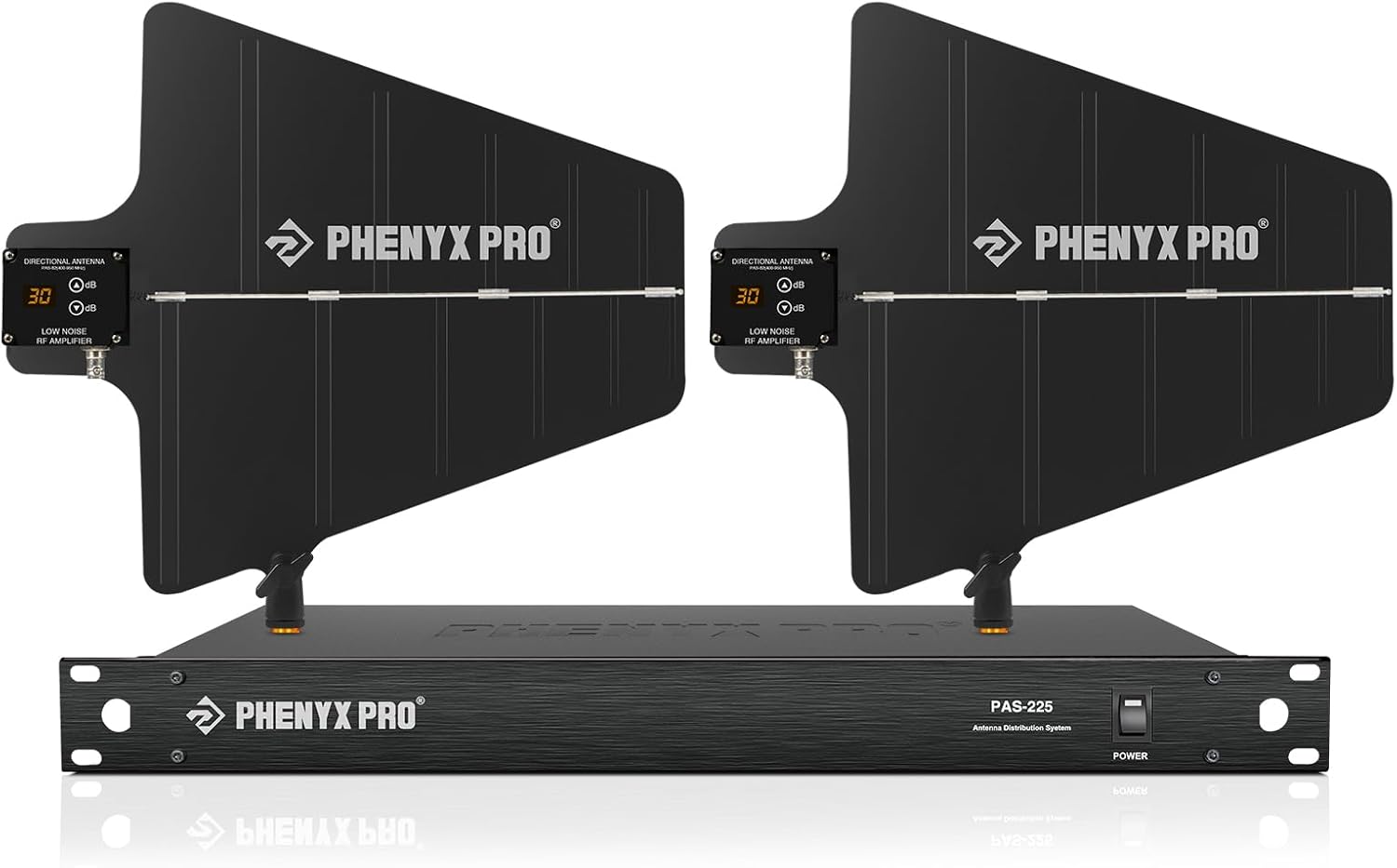 Phenyx Pro PAS-225X UHF Wireless Antenna Distribution System Bundle, Active Directional Antennas, 8 Outputs + 2 Cascade Ports, 160ft Long Coverage, for Stages and Live Shows-0